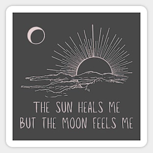 The Sun heals me but the moon feels me Minimalist Black Work Line Art Sticker